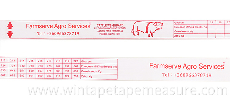 ODM/OEM Measuring Animal Weight Branded Animal Cow Pig Weight Tape